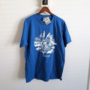 NWT State of Texas Symbols Blue T Shirt Men's Large Vintage Texas Graphic Tee